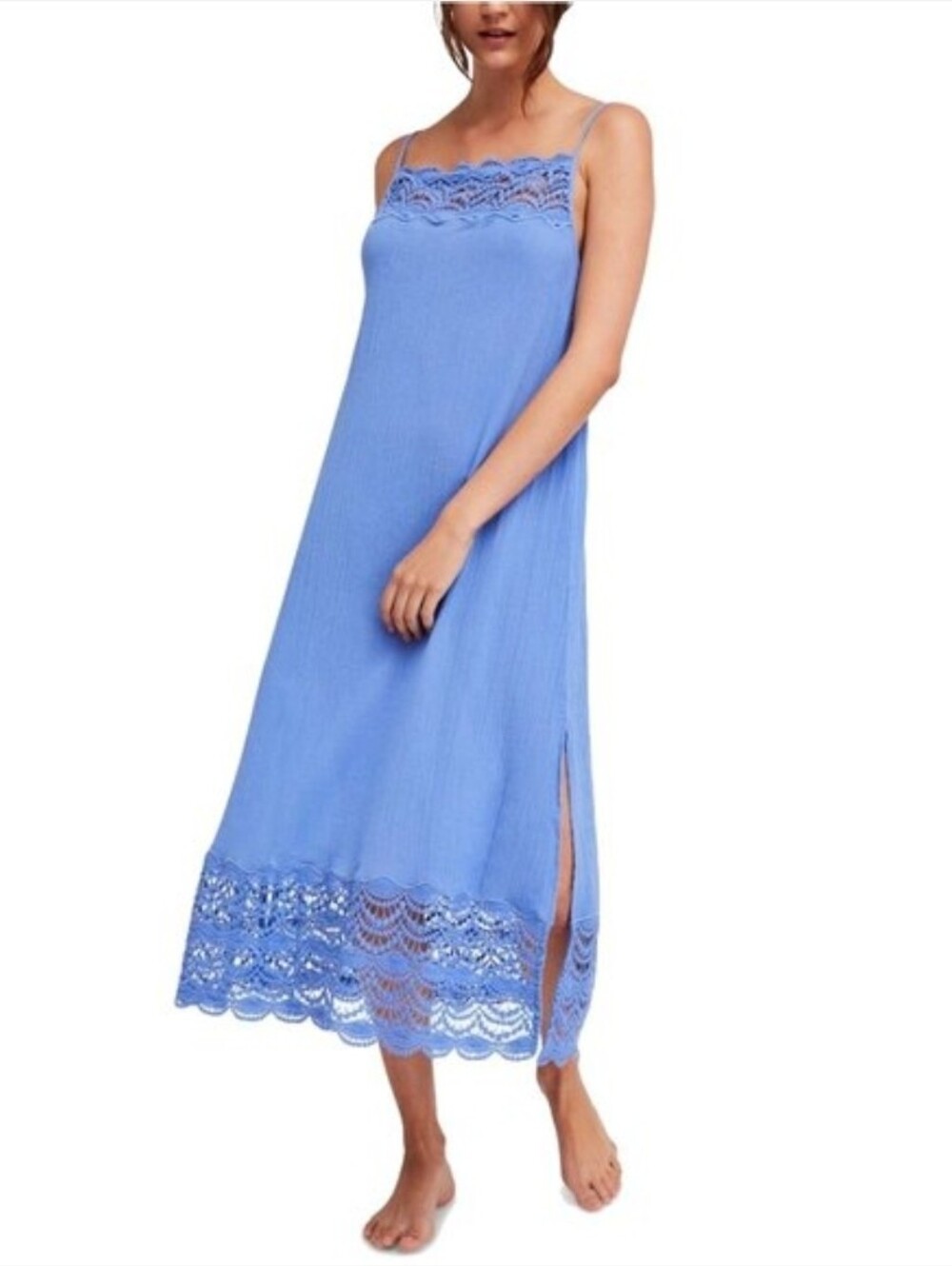 NWT Free People Intimately Abbie Cotton Maxi Dress Sky XS